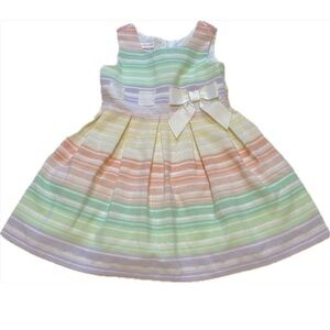 Bonnie Jean Pastel Striped Dress with Bow